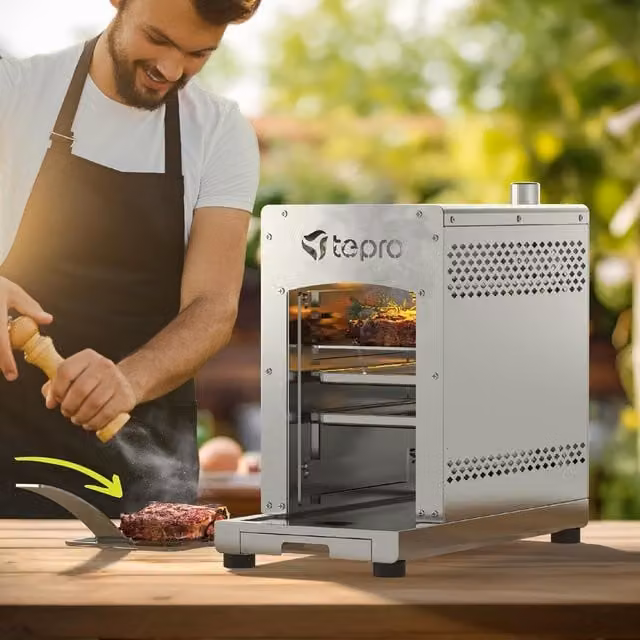 Tepro Silver Stainless Steel Tabletop Gas Steak Grill