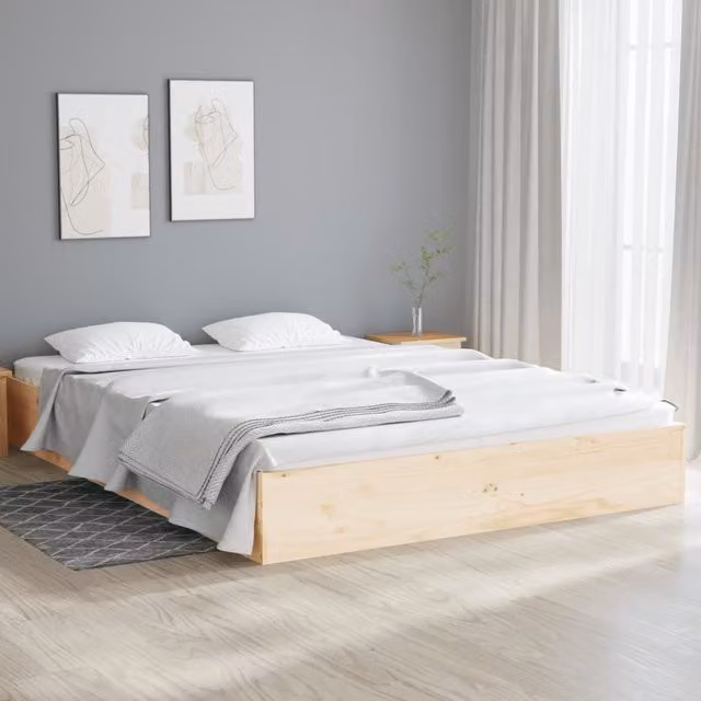 Berkfield Home Solid Wood Pine Bed Frame in Brown, W/D/H: 140 x 190 cm – 1