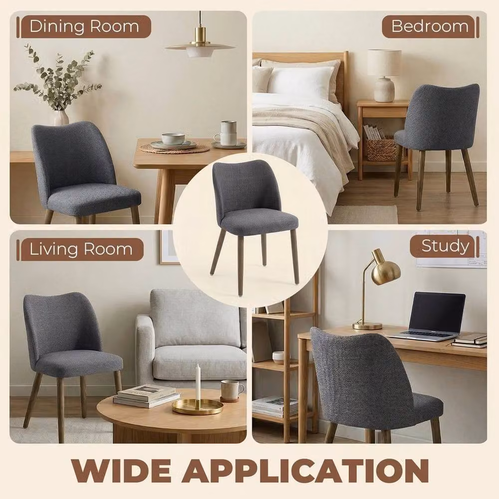 NESTLUNE Set of 2 Modern Upholstered Dining Chairs in Grey – 5
