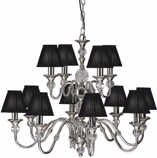 Interiors 1900 Polina 12 Light Multi Arm Chandelier in Silver with Polished Nickel Plate Finish and E14 Base