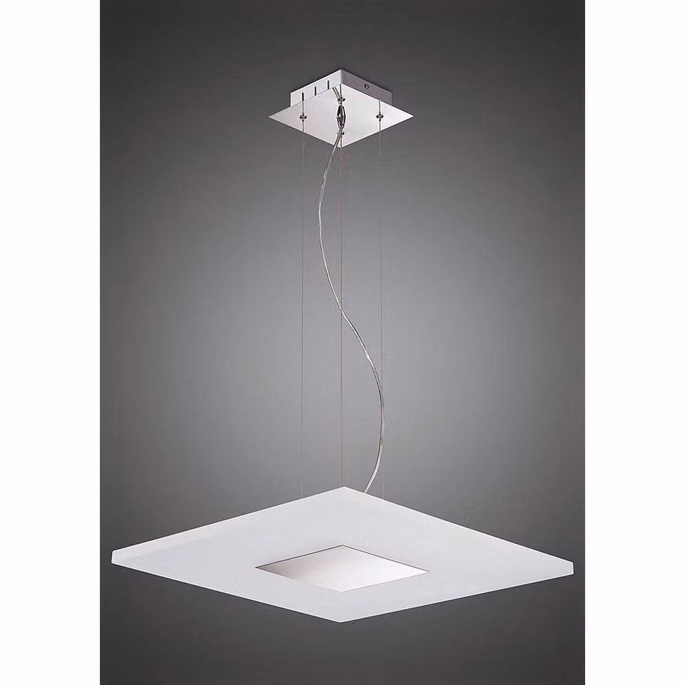 Netlighting Notte Square LED Pendant Light, 28W, 3000K Warm White, 1700lm, Chrome and Grey Frosted Acrylic – 2