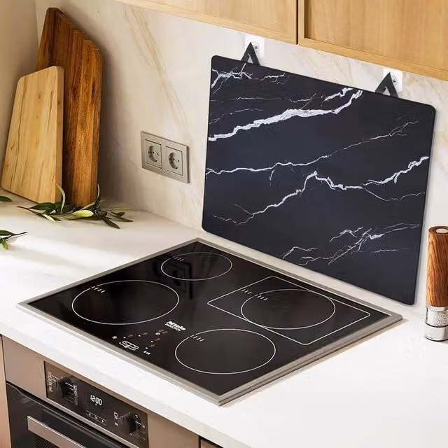 NESTLUNE Heat Resistant Glass Stove Cover for Electric Induction in Black, W: 62 cm, D: 53 cm