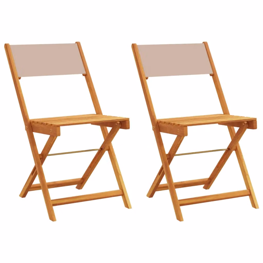 Berkfield Home Bistro Chairs Set of 2 in Taupe Acacia Wood and Fabric – 2