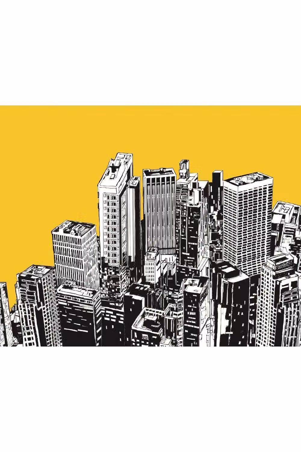 Origin Murals Urban City Skyscrapers Matt Smooth Paste the Wall Mural in Yellow, W: 300 cm, H: 240 cm – 2