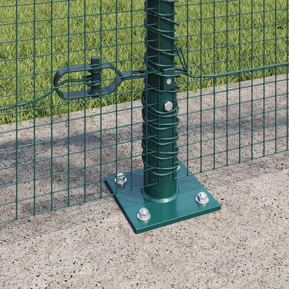 Berkfield Home Green Welded Wire Fence with 13 Flanged Posts, Steel, 0.8 x 100 m – 3