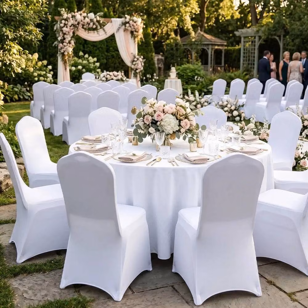 NESTLUNE 75-Piece White Stretch Spandex Folding Dining Chair Covers, W: 100 cm, H: 60 cm – 2