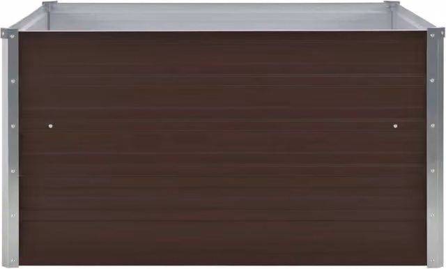 Berkfield Home Raised Garden Bed in Brown Galvanised Steel, W/D/H: 100 x 100 x 45 cm – 1
