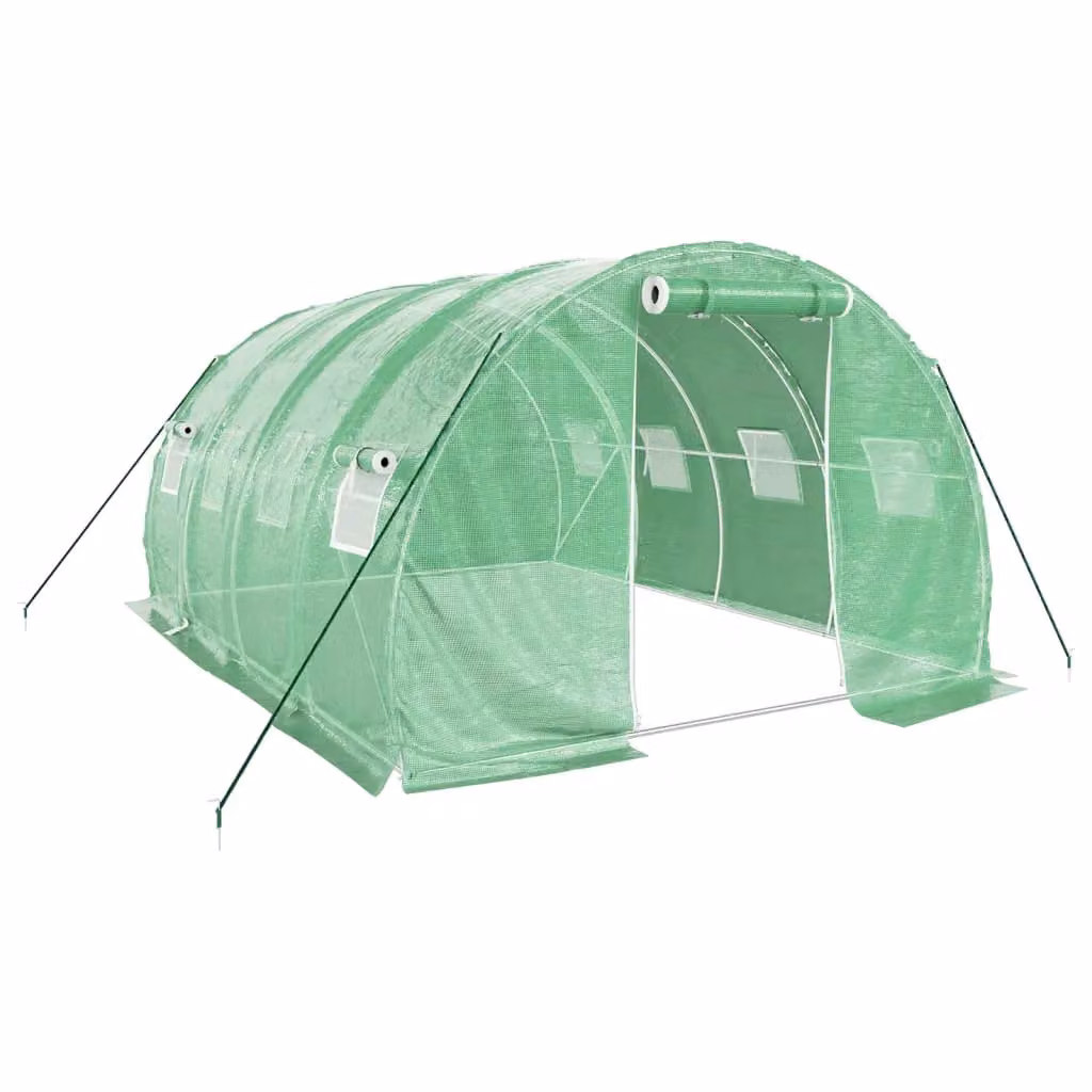 Berkfield Home Freestanding Greenhouse with Steel Frame and Plastic Windows, Green, W/D/H: 4 x 3 x 2 m – 2