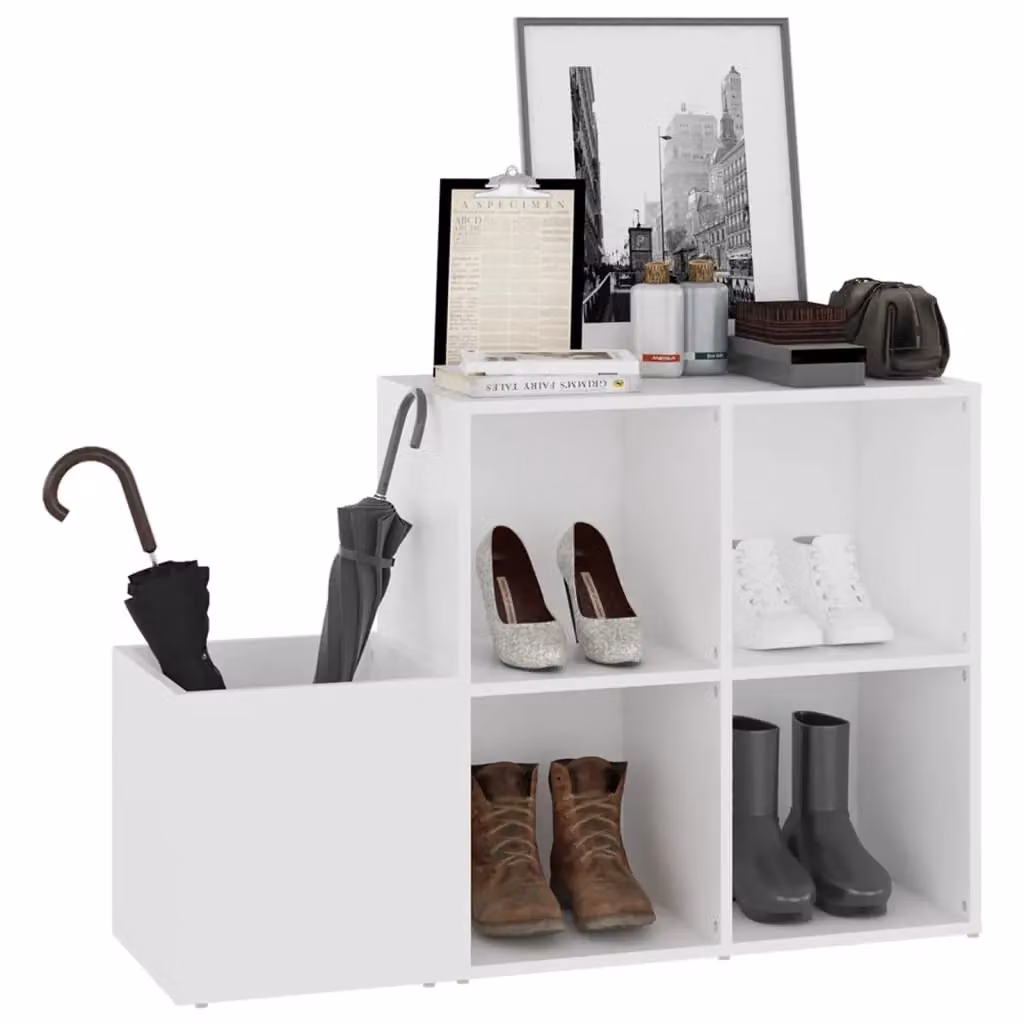 Berkfield Home Hall Shoe Cabinet in White, W/D/H: 105 x 35.5 x 70 cm – 2