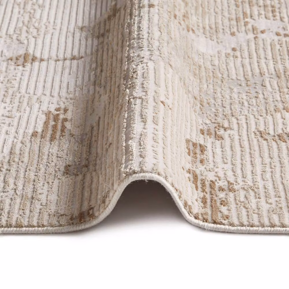 The Rug Shop UK Beige and White Modern Abstract Easy Care Area Rug, W: 300 cm, D: 400 cm – 2