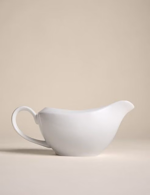 M&S Clarendon Bone China Gravy Boat in White