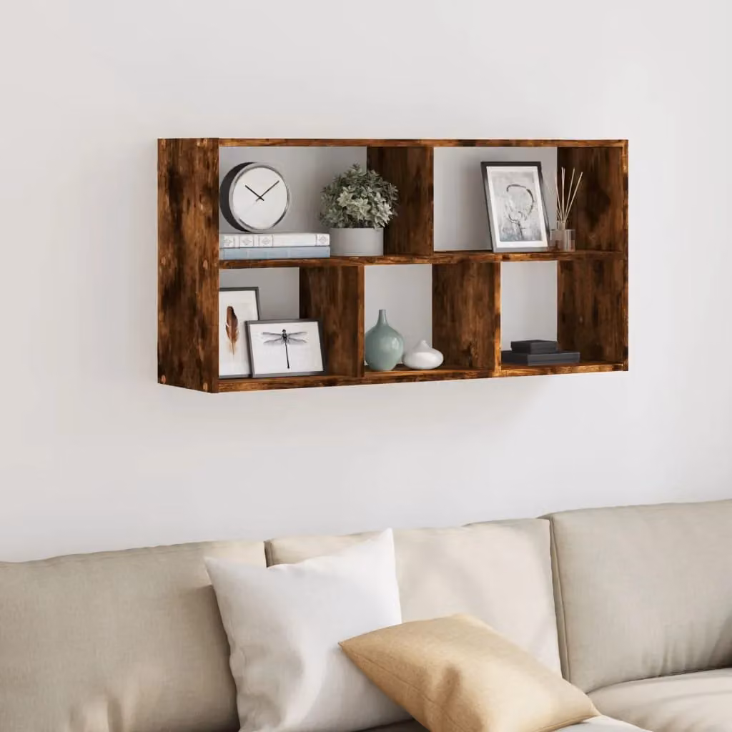 Berkfield Home Wall Mounted Smoked Oak Shelf in Brown, W/D/H: 100 x 25 x 50 cm – 3