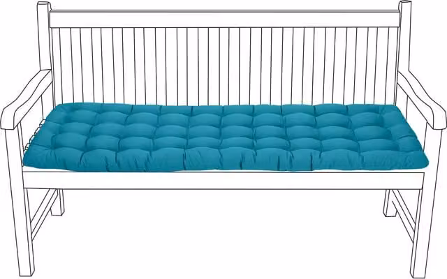 Gardenista Tufted 2-3 Seater Outdoor Garden Bench Seat Pad in Petrol, Width: 108 cm