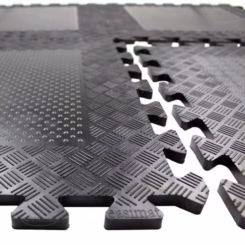 Actiasmat Heavy Duty Interlocking Rubber Gym Mats, Black, Set of 4, W/D/H: 50 x 50 x 1.2 cm – 5