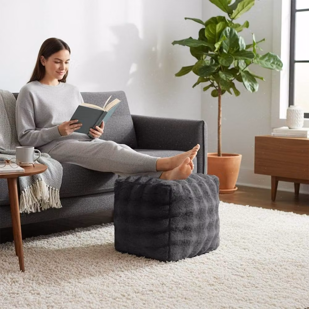 Sweet Dreams Alpine Bubble Faux Fur Bean Bag in Charcoal Grey, W/D/H: 43 x 43 x 43 cm – 2
