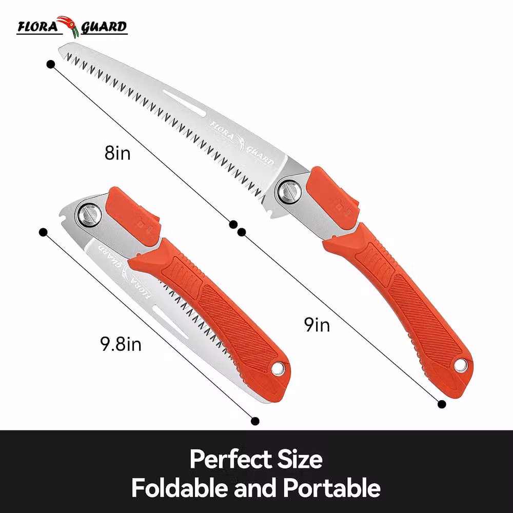 Flora Guard Heavy Duty 8 Inch Folding Pruning Saw with SK-5 Steel Blade and Red Soft Grip – 2