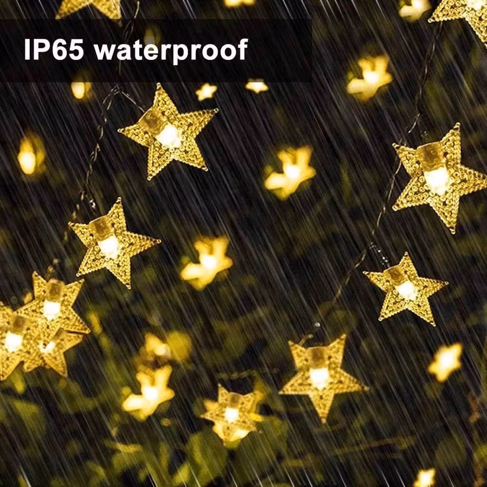 SPETLEK Solar Powered Star LED String Lights, Warm White, 10m, Black – 2