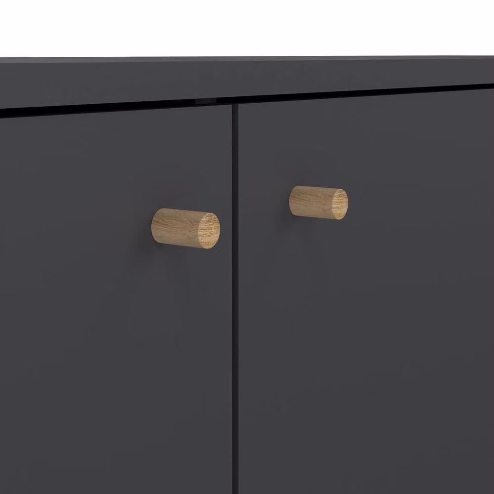 CALICOSY Grey 2-Door 3-Drawer Sideboard with Wooden Legs – 3