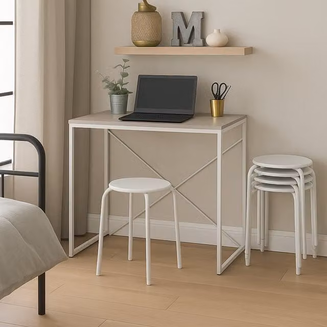 Harbour Housewares Matt White Metal Stacking Stool