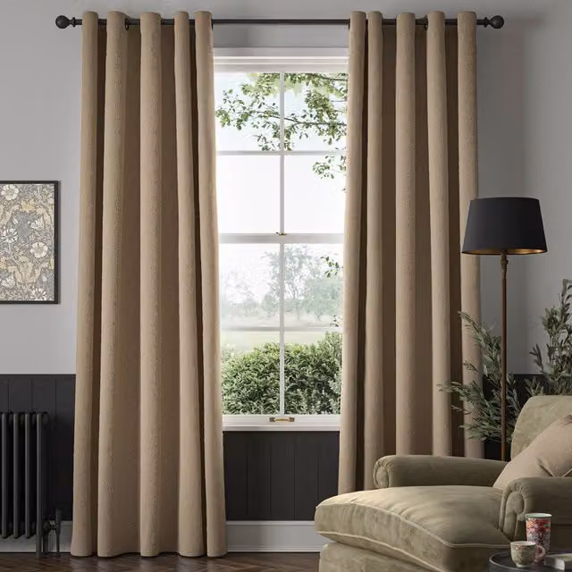 William Morris Reed Made To Measure Blackout Eyelet Curtains in Chalk