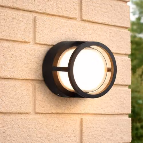 CGC Lighting Hudson Round LED Outdoor Wall or Ceiling Light, Black and White, IP65 Waterproof