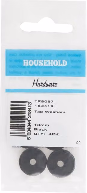 Hiatt Black Flat Tap Washers, 13mm