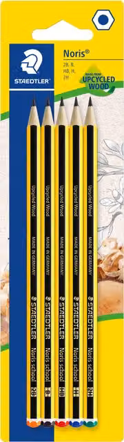 Staedtler Noris School Graphite Pencils, HB, Pack of 5, Black, Grey and Yellow – 2