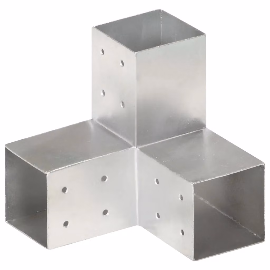 Berkfield Home Y Shape Post Connectors, 4 Pack, Galvanised Silver Metal, 81 x 81 mm – 2