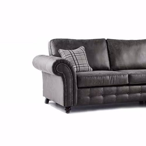 Furnishings For Less UK Oakland 5 Seater Chesterfield Corner Sofa in Dark Charcoal Synthetic Leather – 2