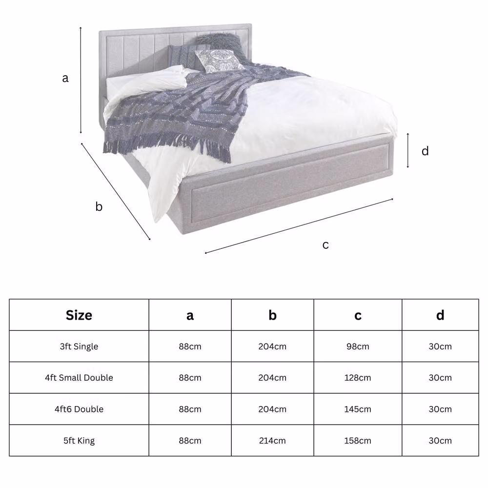 Aspire Camden Grey Linen Single Ottoman Storage Bed with Quilted End and Lift Up Base – 5