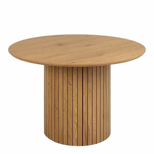 Furniture To Go Yale Round Oak Dining Table with 4 Adele Grey Fabric Chairs, W: 120 cm, H: 75 cm – 2