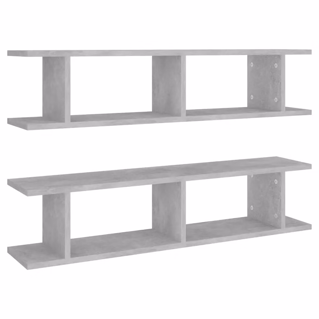 Berkfield Home Wall Mounted Cube Shelves, 2 Pack, Concrete Grey, W/D/H: 90 x 18 x 20 cm – 2