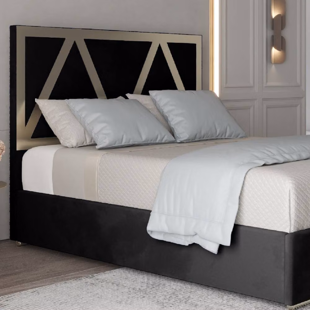 Casani Cliddesden Upholstered Velvet Designer Bed Frame with Metal Accents, W/D/H: 200 x 127 x 189 cm – 3