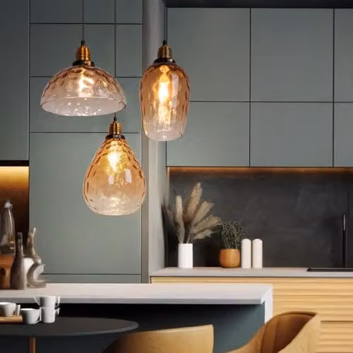 Globo Lighting Amber and Black Glass Pendant Lamp for Living Rooms and Dining Rooms – 5