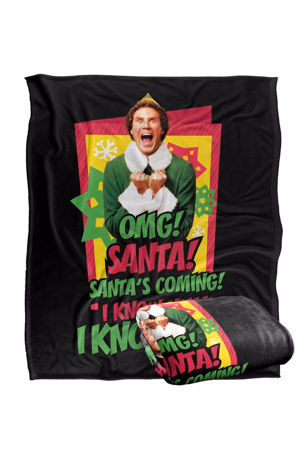 Warner Bros. Elf Santa's Coming I Know Him Super Soft Silky Touch Christmas Throw Blanket, Multicolour, Extra Large – 2