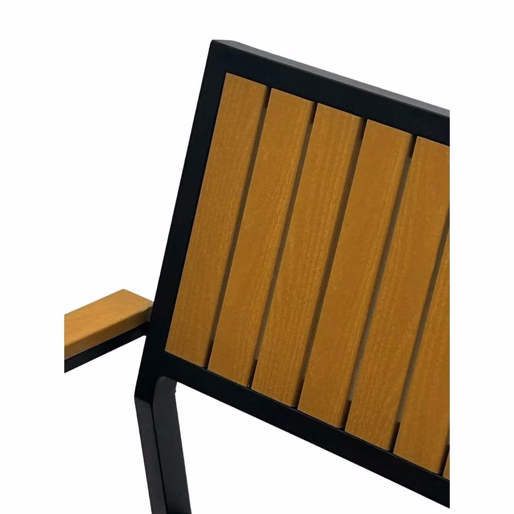 NESTLUNE Premier Stackable Garden Chairs in Brown and Black Powder Coated Steel – 4