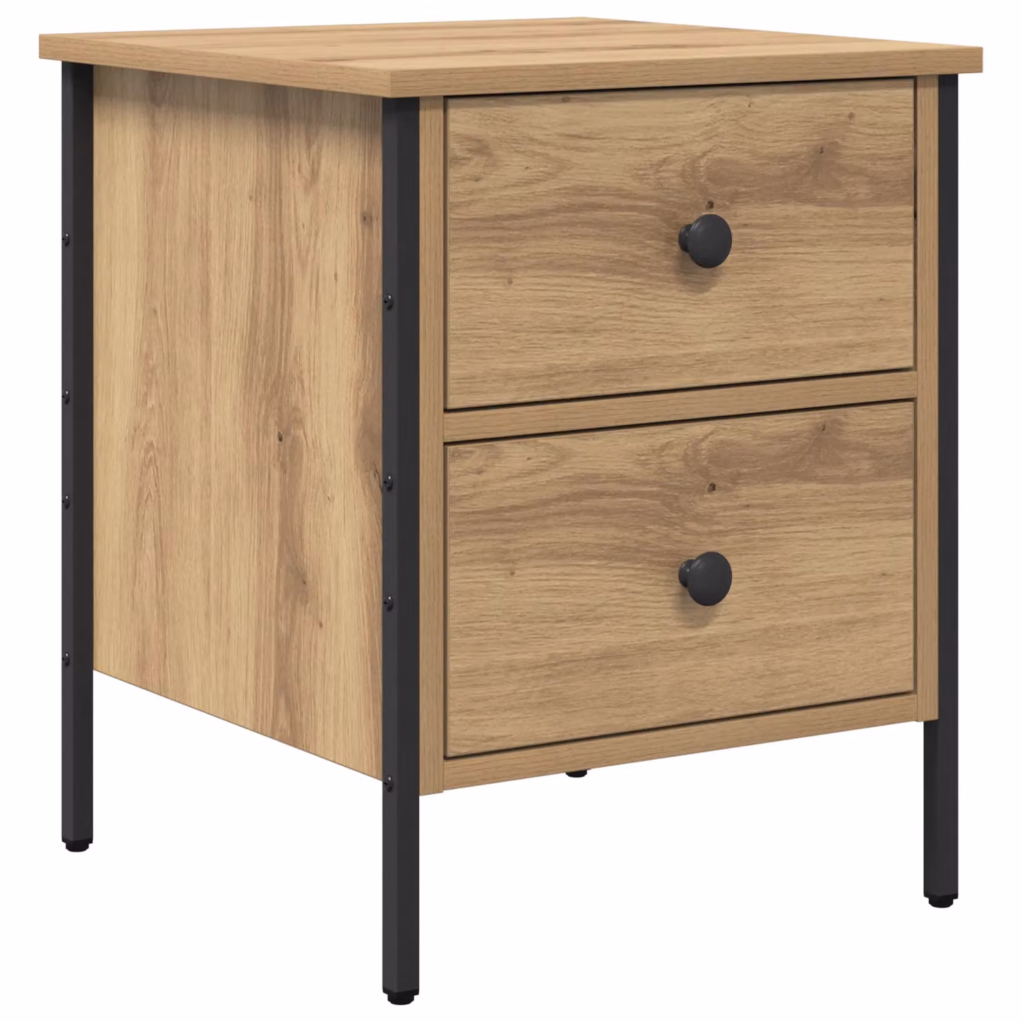 Berkfield Home Artisan Oak Bedside Cabinet in Beige, W: 40 cm, D: 42 cm, H: 50 cm – 2