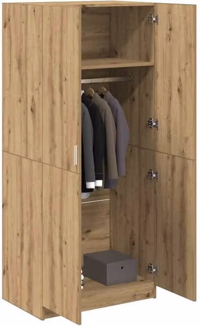 Berkfield Home Artisan Oak Wardrobe in Brown, W/D/H: 90 x 52 x 200 cm
