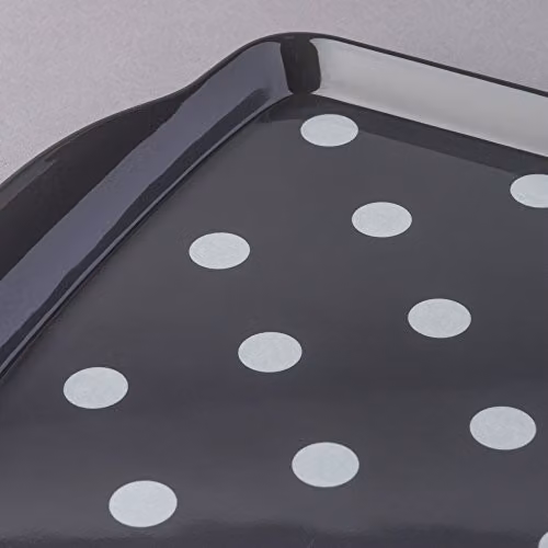 Zeal Melamine Dotty Rectangular Serving Tray with Handles, Grey, W: 38 cm, D: 24 cm – 3