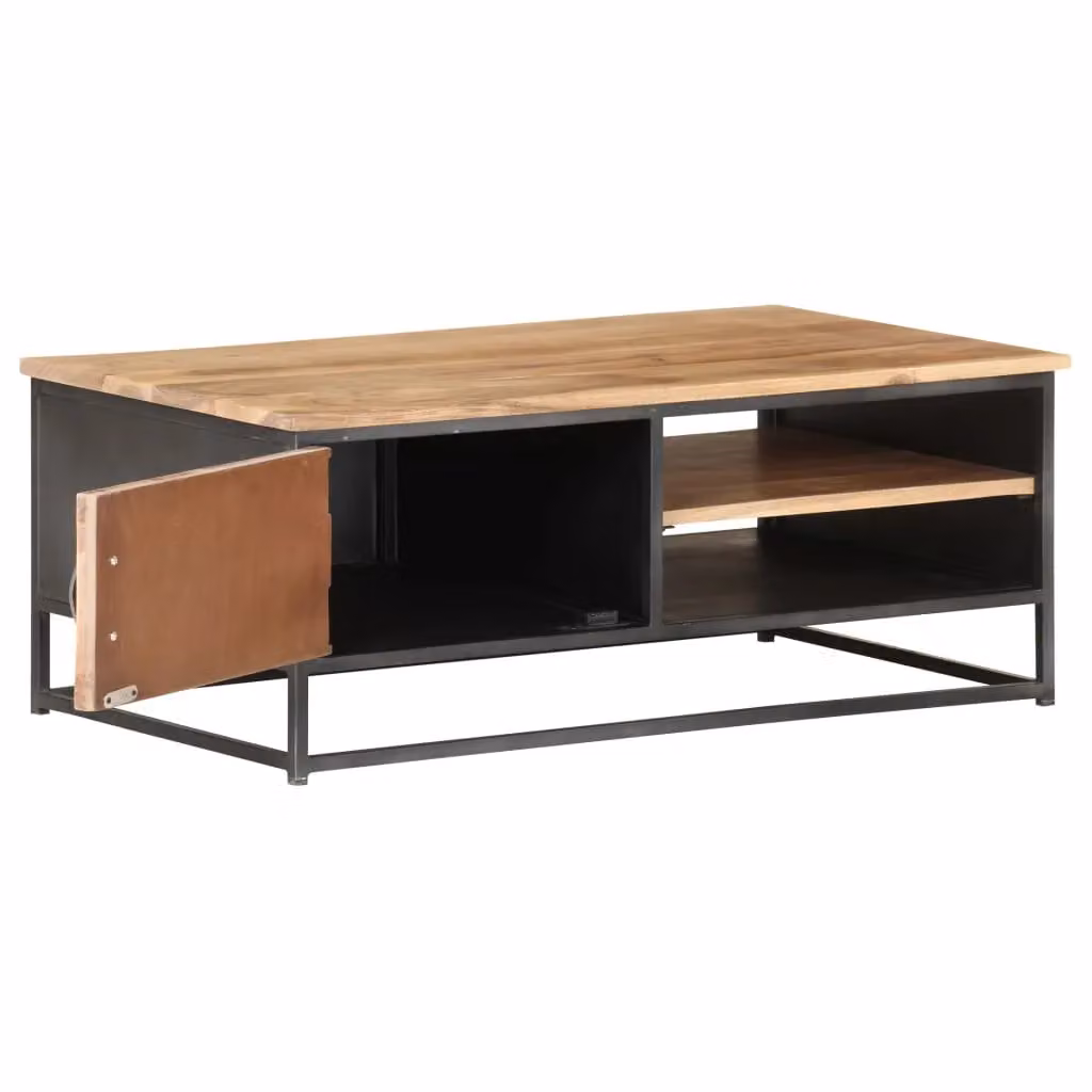 Berkfield Home Rectangular Coffee Table in Brown Solid Acacia Wood, W/D/H: 90 x 50 x 35 cm – 2