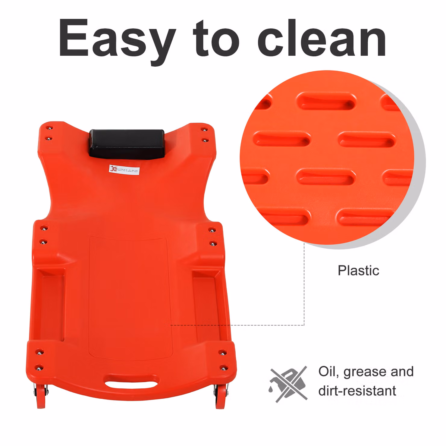 DURHAND Mechanic Vehicle Creeper with Padded Headrest and Tool Tray, Red – 4