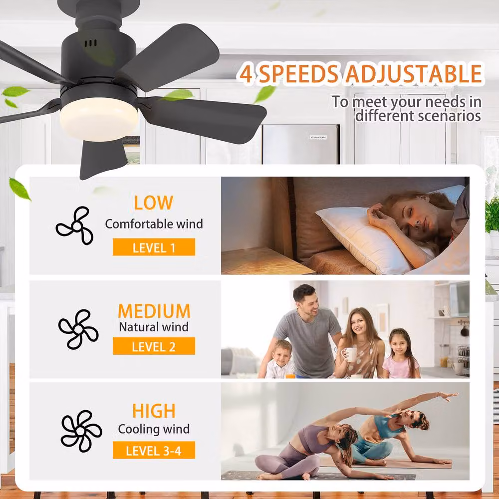 NIVOR E27 Socket LED Ceiling Fan Light in Black, Dimmable with Remote Control and 3 CCT, Diameter: 45 cm – 4