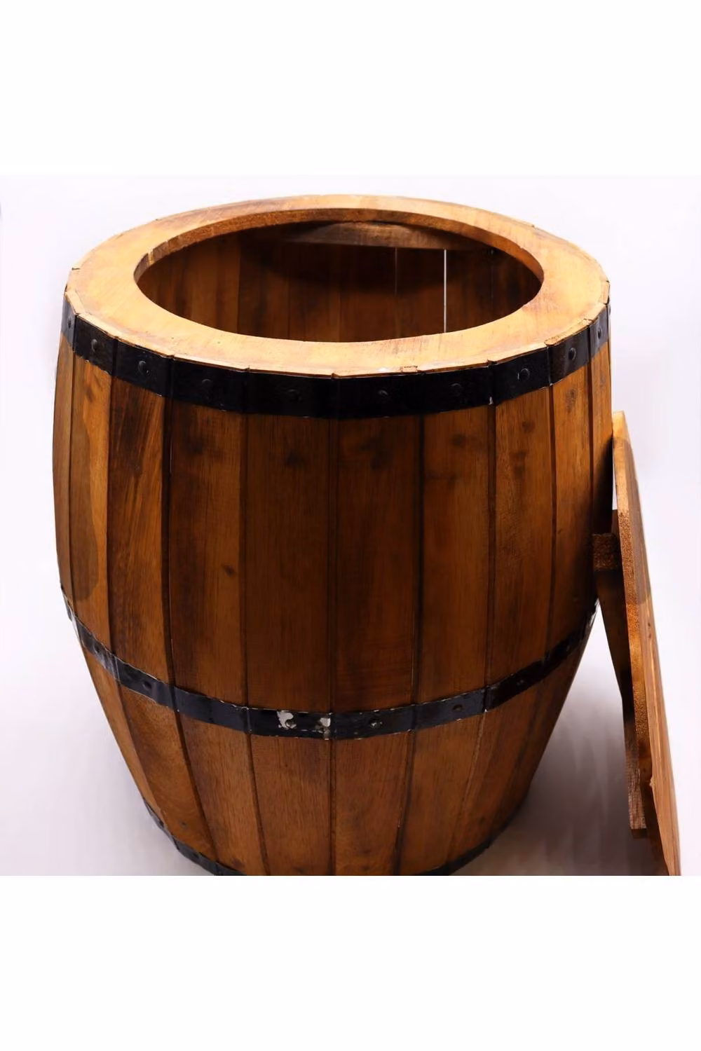 KDMD Natural Beer Barrel Table in Brown, Rustic Vintage Style, W: 60 cm, D: 48.5 cm – 2
