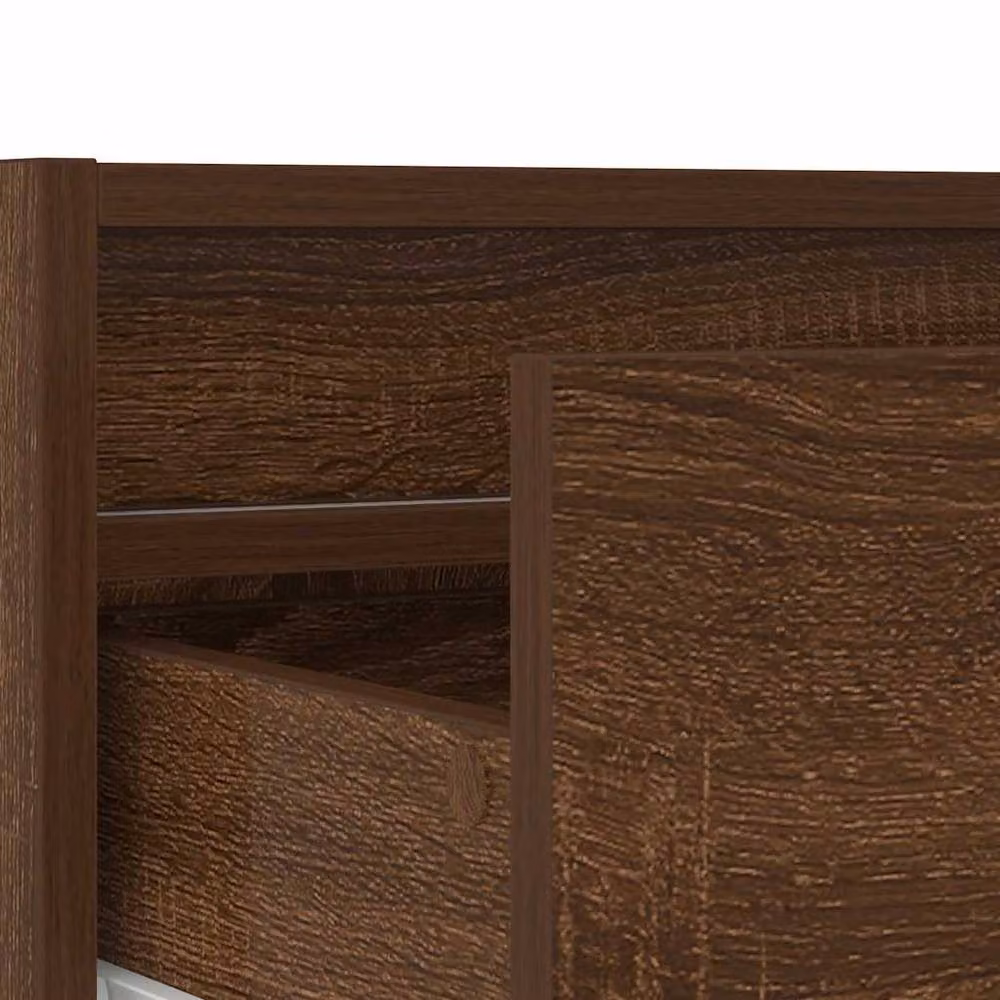 Berkfield Home Modern TV Cabinet with LED Lights in Brown Oak, W: 75 cm, D: 35.5 cm, H: 25 cm – 5