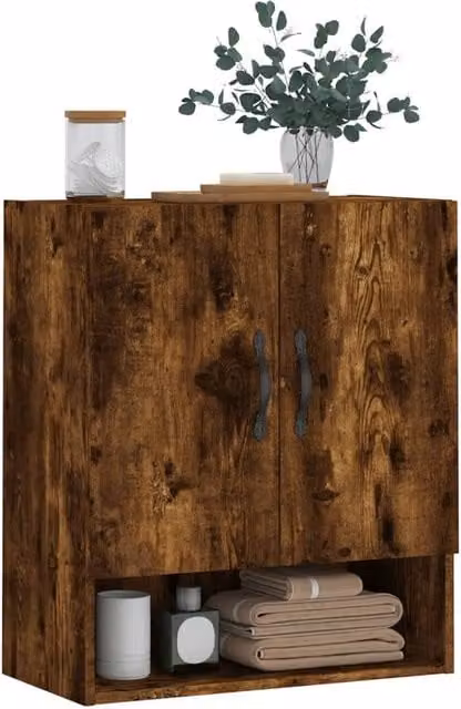 Berkfield Home Smoked Oak Wall Cabinet in Brown, W/D/H: 60 x 31 x 70 cm – 1