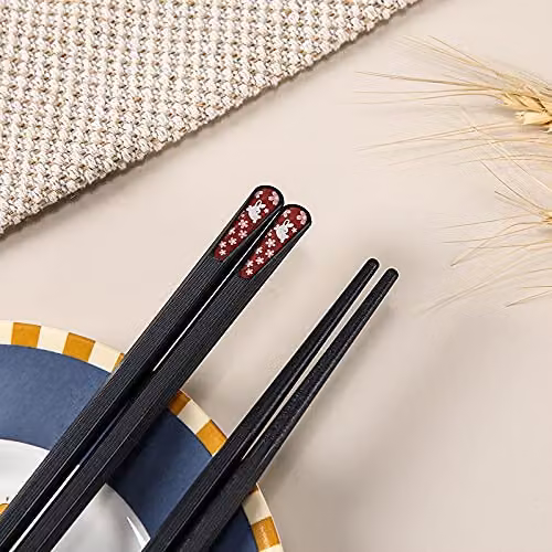 JINGYAN Black Matte Fiberglass Chopsticks with Non-Slip Handle, 1 Pair Rabbit Design – 2