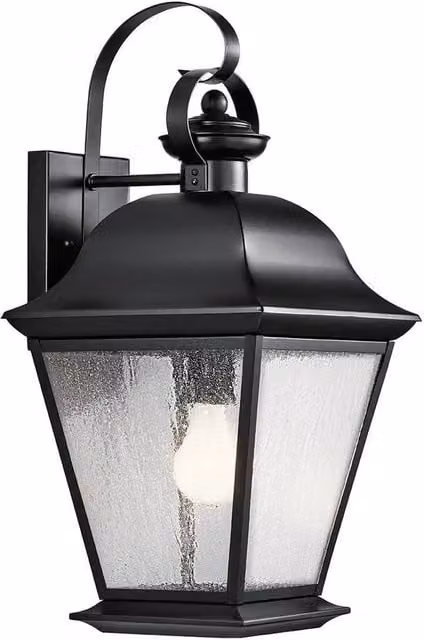 Netlighting Mount Vernon Large Black Wall Lantern with Transparent Glass IP44