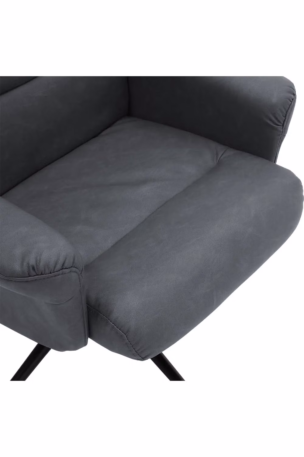 Living and Home Grey Faux Leather Swivel Armchair with Footstool – 4