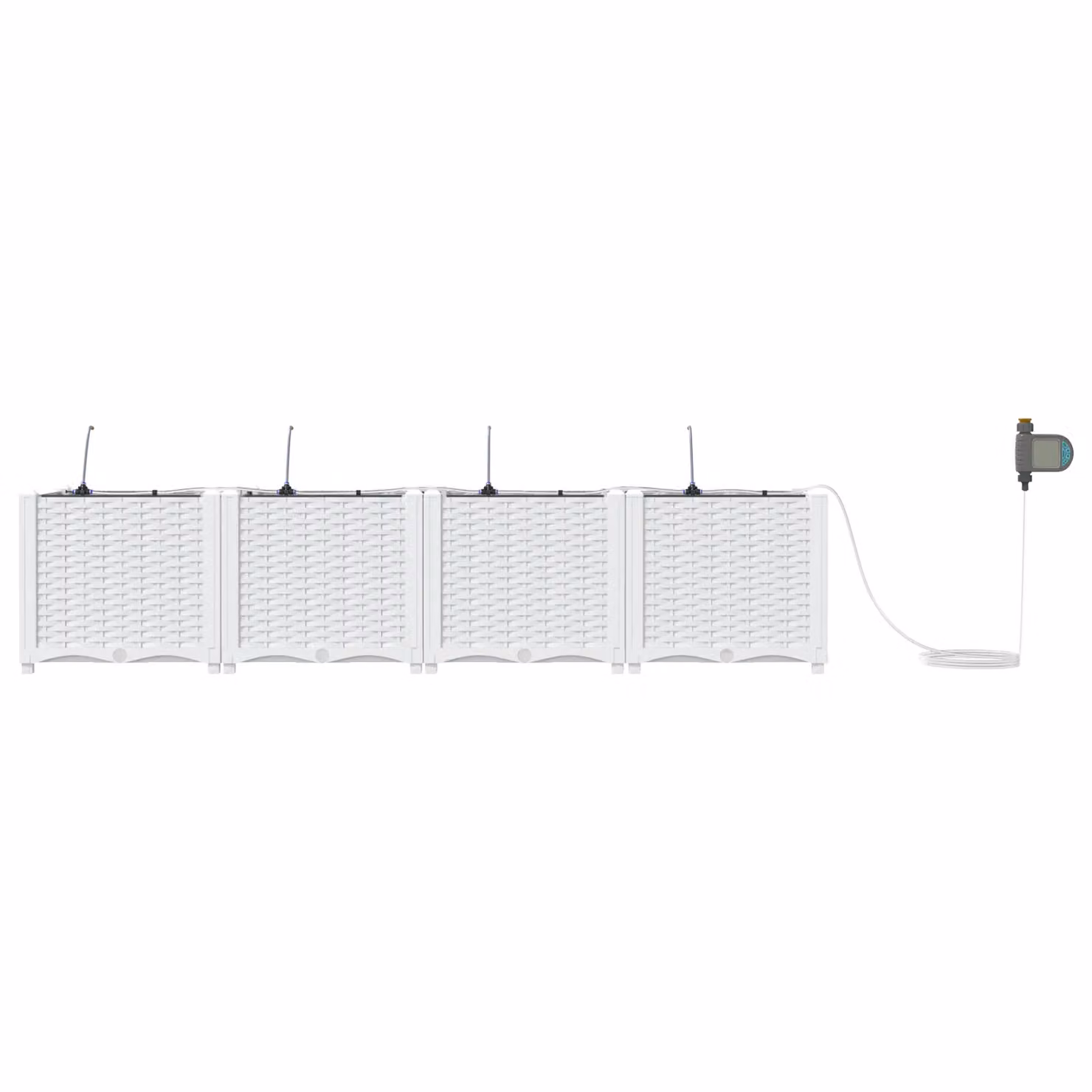 Berkfield Home Garden Planters with Water Irrigation System, 4 Piece Set, White – 2