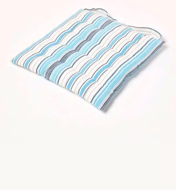 Homescapes Blue and White Striped Cotton Seat Pad with Ties, W/D/H: 40 x 40 x 6.5 cm – 1